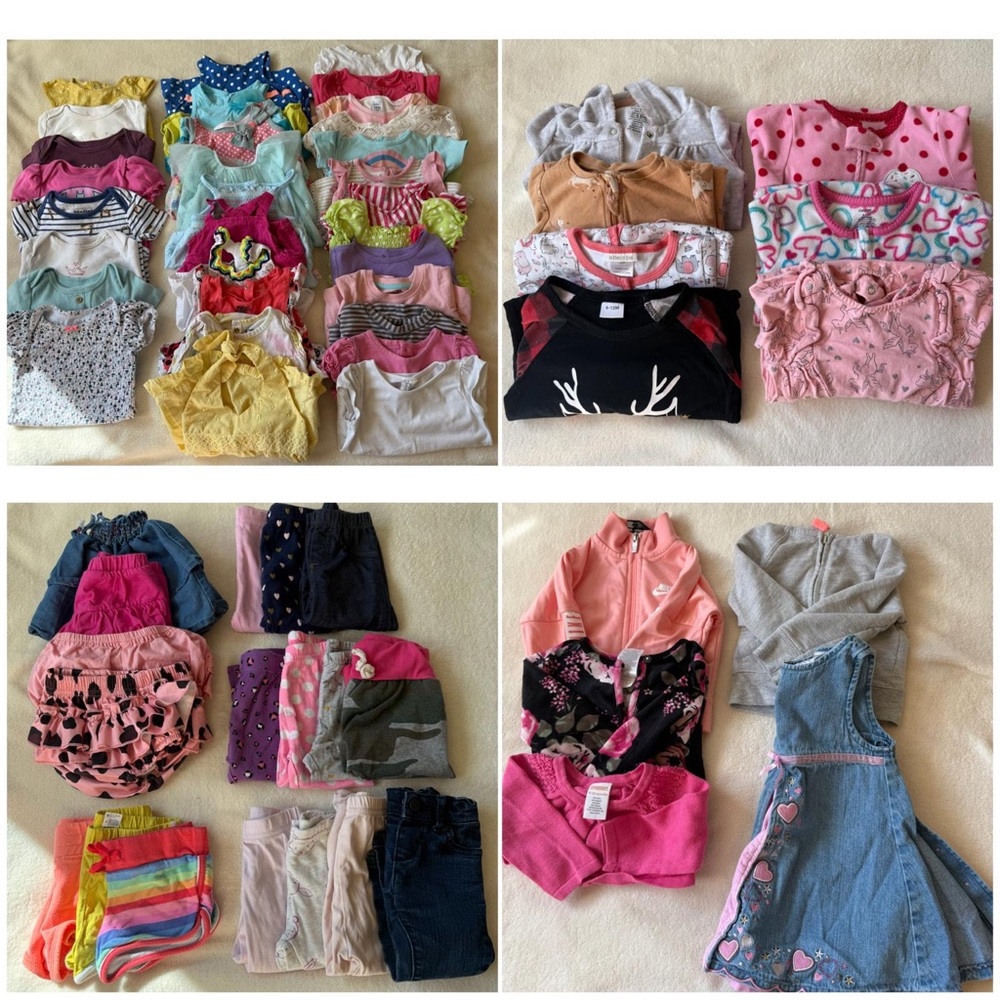 Girls 9-12 Months Mixed Clothing Bundle - Cute Tops, Dresses, Bottoms